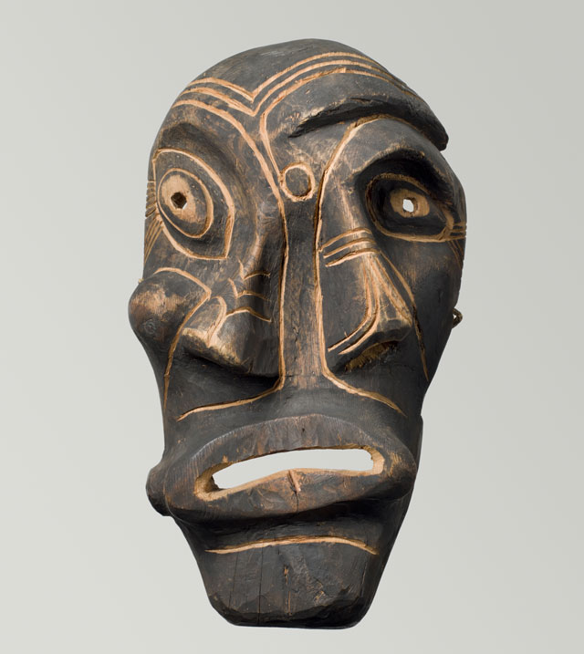 Ritual Mask, Ammassalik, Greenland, Inuit culture, 1930-1934. Wood, 12 9/16 x 7 1/16 x 4 3/4 in. Musée du quai Branly-Jacques Chirac, Paris. Image © musée du quai Branly-Jacques Chirac. Photograph: Thierry Ollivier, Michael Urtado.