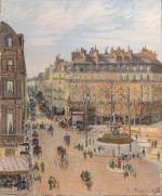 Camille Pissarro. Rue Saint-Honoré, Sun Effect, Afternoon, 1898. Oil on canvas, 25 3/4 x 21 1/2 in. Gift of Henry W. and Marion H. Bloch, 2015.