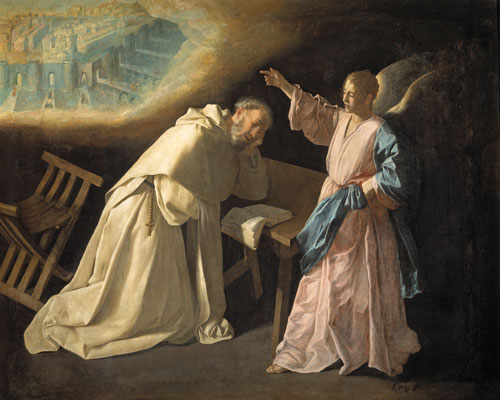 Francisco de Zurbarán. Saint Peter Nolasco’s Vision, 1629. Oil on canvas, 179 x 223 cm. Madrid, Museo Nacional del Prado.