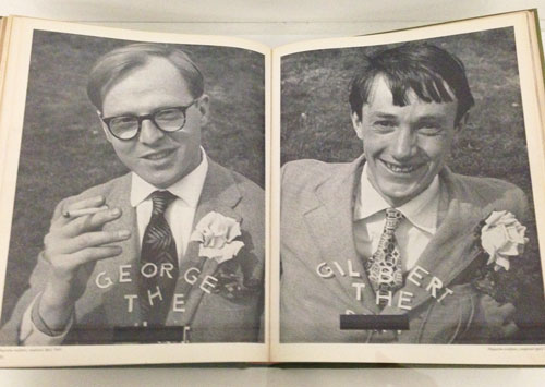 Gilbert and George. This ‘magazine sculpture’ was published in Studio International in 1970, in black and white, with the offending words censored.