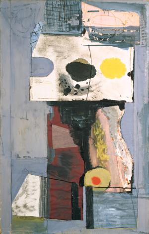 Robert Motherwell. Personage (Autoportrait), 1943. Gouache, ink, and pasted coloured paper and Japanese paper on paperboard, 103.8 x 65.9 cm. The Solomon R. Guggenheim Foundation, Peggy Guggenheim Collection, Venice. © Dedalus Foundation/Licensed by VAGA, New York. Photograph: Sergio Martucci © 2013 The Solomon R. Guggenheim Foundation, New York.