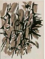 George Morrison. Grey and Black Composition, 1960. Gouache on paper, 14 x 10 1/2 in. Collection Minnesota Museum of American Art. Gift of George Morrison.